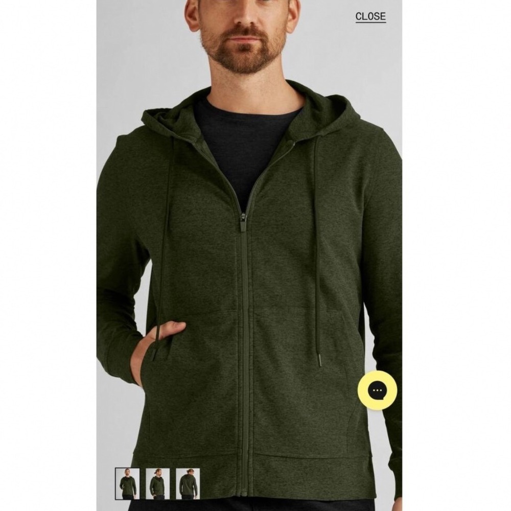 Beyond Yoga Mens Spacedye Full Zip Hoodie Green‎ Featherweight Size M